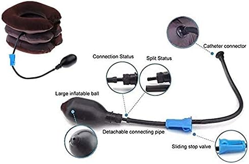 Inflatable Cervical Neck Traction Air Inflatable Pillow Neck Head Stretcher Pain Relief Collar (for Adults, Brown)