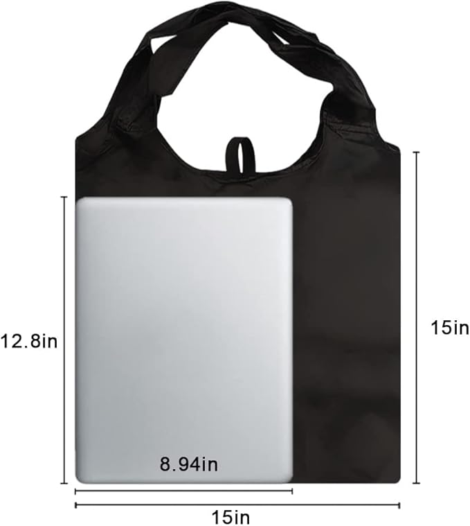 Aricsen 20 Pack 15x4.5x15 Inch Mixed Color Reusable Grocery Bags with Handles Bulk, Shopping Foldable Kitchen Bags Large Capacity Machine Washable Nylon Tote Bags, Polyester Fabric