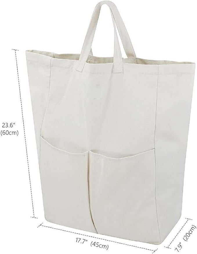 100% Breathable Cotton Canvas Laundry Backpack Bags with Drawstring Closure & Shoulder Straps & 2 Handles, Washable in Machine, Good for Laundromat, Clean Store, College Dormitory, Travel Duffel Bag