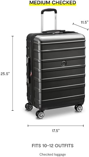 DELSEY PARIS Margot Hardside Luggage, Dual Wheel Spinners for Smooth Travel, Expandable with Spacious & Organizable compartments, Men and Women, Black, Medium Check-in 24-Inch