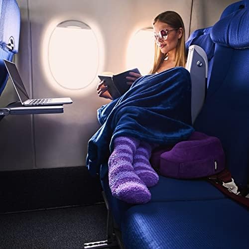 Cabeau Fold ‘N Go Travel Blanket Doubles as Neck Support Pillow, Versatile Lumbar Support Cushion, with Compact Travel Case - French Microfiber (Blue) (Pack of 2)