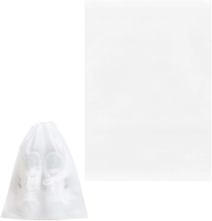 50 Pack Transparent Shoe Bags Travel Shoe Bags Non-woven Fabric Disposable Drawstring Dust Covers Shoes Storage Organizers Pouch for Sneaker Cross Trainer Tote Handbags Purses Running Shoes