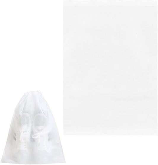50 Pack Transparent Shoe Bags Travel Shoe Bags Non-woven Fabric Disposable Drawstring Dust Covers Shoes Storage Organizers Pouch for Sneaker Cross Trainer Tote Handbags Purses Running Shoes