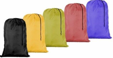 HomeLux Large 30 X 40 Inch Heavy Duty Nylon Laundry Bag with Drawstring Slip Lock Closure, Set of 12!!! Assorted Colors and Designs