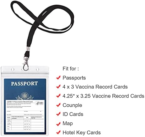 Extra Large Passport Holders with Lanyards- Water and Tear Resistant Badge Holders Suitable for Travel Used (10Pack Black Lanyards)