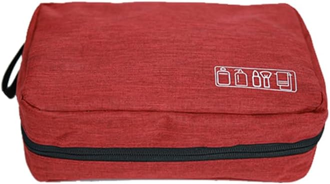 Travel toilet bag is used to store toiletries, Suitable for short-term travel use hanging toilet bag (Burgundy)