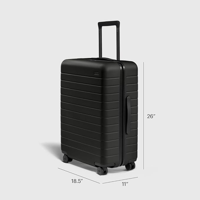 Away Medium Checked Luggage, Lightweight Hard Shell Suitcase with Spinner Wheels, Durable Rolling Luggage, TSA Lock, 26 Inch, Jet Black
