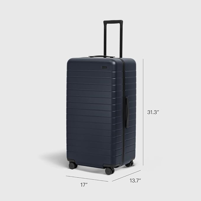 Away Large Trunk Luggage, 31 Inch Hardside Suitcase with Spinner Wheels, Lightweight & Durable, TSA Lock, Ideal for Long Trips, Navy Blue