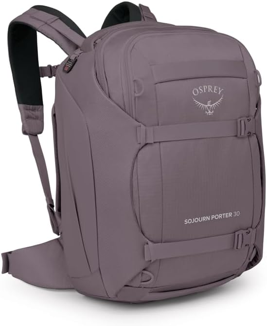 Osprey Sojourn Porter 30L Travel Backpack - Carry-On Compliant Luggage with StraightJacket Compression and Padded Laptop Sleeve - Durable Pack for International or Urban Travel, Graphite Purple