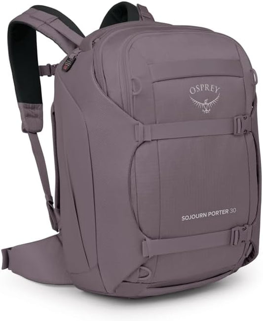 Osprey Sojourn Porter 30L Travel Backpack - Carry-On Compliant Luggage with StraightJacket Compression and Padded Laptop Sleeve - Durable Pack for International or Urban Travel, Graphite Purple