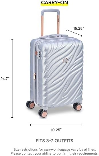 DELSEY PARIS Alexis Hardside 3-Piece Set, Expandable Luggage with 4 Spinner Wheels, Lightweight Suitcase, 21" Carry-On, 25" Checked Medium, 29" Checked Large, Silver/Rose Gold