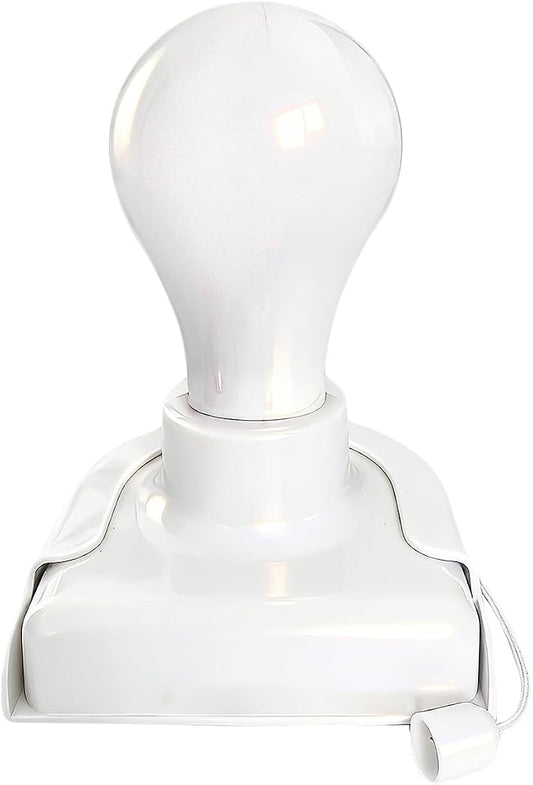 Stick-Up Light Bulb, 1Pack Battery Operated LED Light Bulb with Pull Chain | Wireless Self Adhesive Wall Mounted Lamp Fixtures for Closet Cabinet Bedroom Living Room Kitchen, Milk White