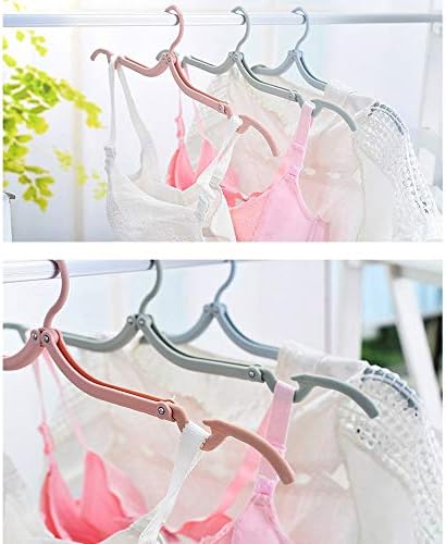 EAVOQLB 10 PCS Portable Folding Clothes Hangers Retractable Plastic Non Slip Clothing Hangers for Kids and Adults