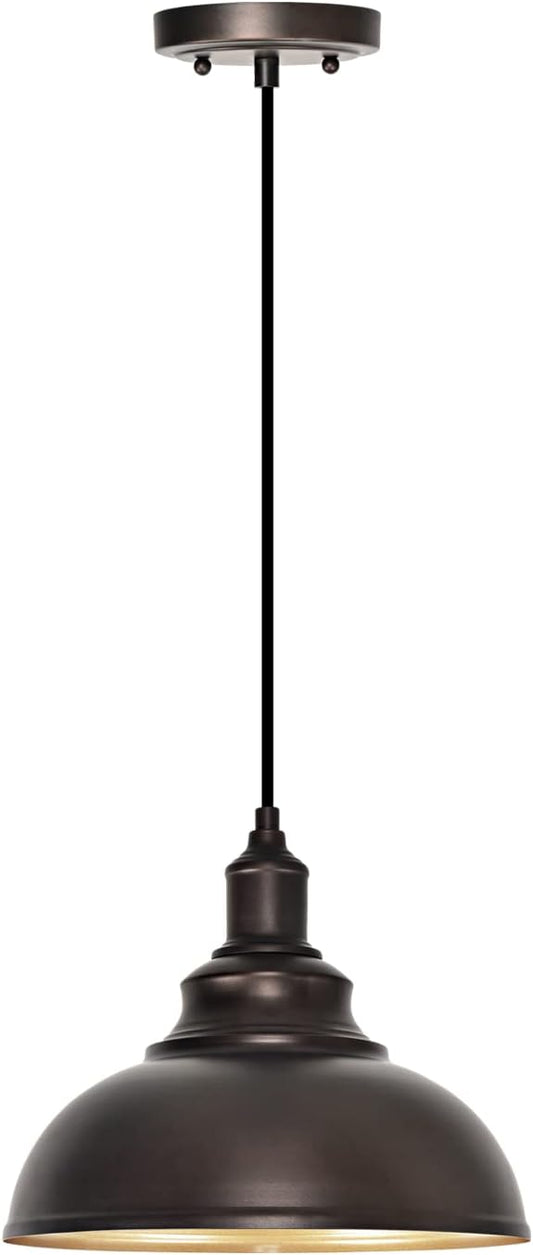 1 Pack Farmhouse Dome Pendant Lights for Kitchen Island Bronze | ETL Certificate, Easy to Install,Adjustable Height Cord,Vintage Industrial Dome Hanging Light Fixtures