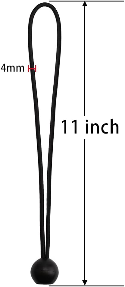 AOPRIE 30 Pcs Bungee Cords with Balls 11 inch Black Ball Bungees Heavy Duty Tarp Bungee Cords Trap Weather Resistant Tie Down Strap for Camping, Tents, Cargo, Holding Wire and Hoses