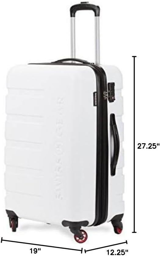 SwissGear 7366 Signature Hardside Expandable Luggage with Spinner Wheels, TSA Lock, Cup-Holder, White, 3-Piece Set (19/23/27)