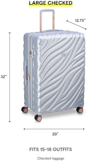 DELSEY PARIS Alexis Hardside 3-Piece Set, Expandable Luggage with 4 Spinner Wheels, Lightweight Suitcase, 21" Carry-On, 25" Checked Medium, 29" Checked Large, Silver/Rose Gold
