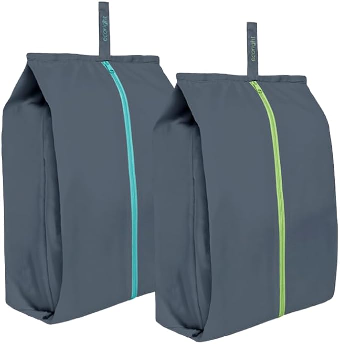 Ecoright Shoe Bags for Travel, Set of 2, 100% Recycled Water-Resistant Zipper Pouch Bags, Shoe Bags for Storage, Travel Essentials for Men & Women
