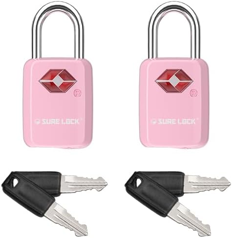 SURE LOCK Mini TSA Approved Keyed Luggage Lock – One Key Opens All, Fits Tight Zipper Gaps & Small Pull Holes, Compact Travel Lock for Suitcases, Backpacks & Handbags