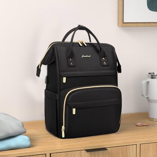 FOCDOD Women Laptop Backpack Work Bag - Fits 15.6 inch with Laptop Compartment Waterproof Professional Fashion Travel Purse for College Nurse Business Computer Backpack