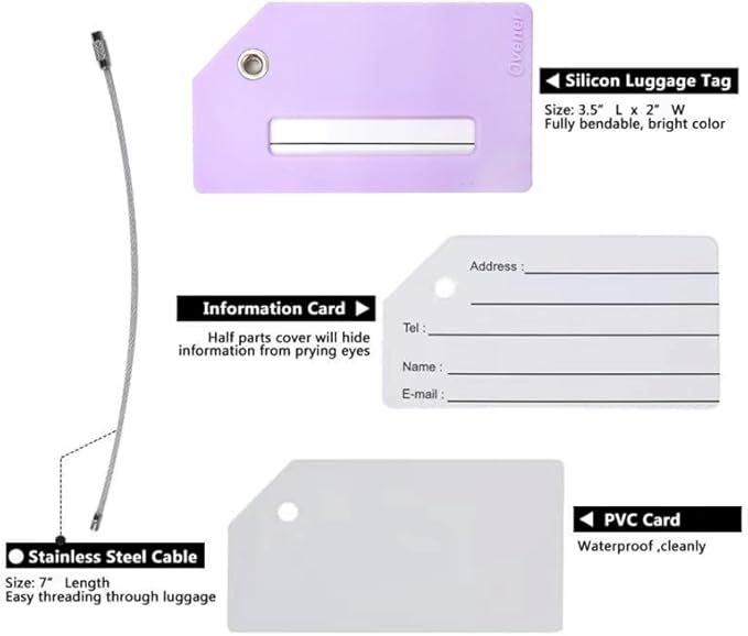 Silicone Luggage Tag with Name ID Card Perfect to Quickly Spot Luggage Suitcase