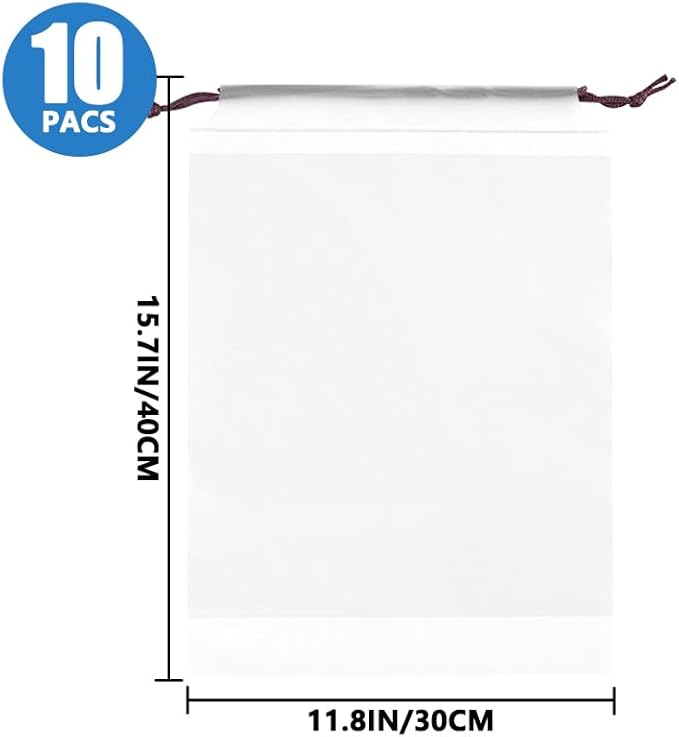 Shoe Bags for Travel, Waterproof Large Clear Shoe Bags for Packing, Portable Drawstring Storage Bag Travel Essentials 10 Packs