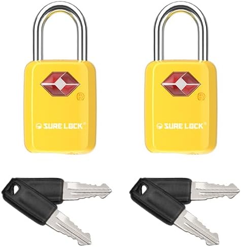 SURE LOCK Mini TSA Approved Keyed Luggage Lock – One Key Opens All, Fits Tight Zipper Gaps & Small Pull Holes, Compact Travel Lock for Suitcases, Backpacks & Handbags