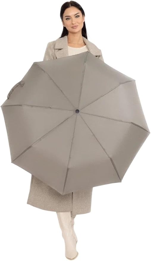 Windproof Travel Umbrella - Compact, Light, Full Automatic Open/Close - Folding Backpack Umbrella for Rain & Sun UV Preotection For Men & Women, Unbreakable 8 Fiberglass Ribs UK Design