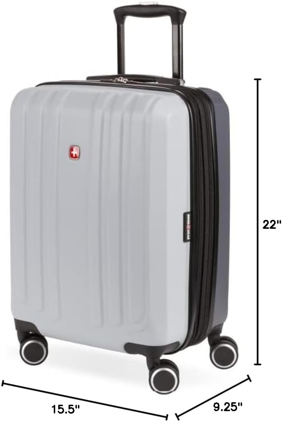 SwissGear Duet Expandable Luggage, Hard Shell Carry-On Luggage with Spinner Wheels