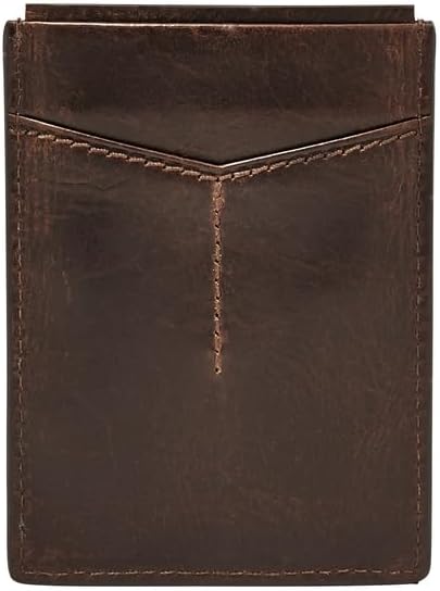 Fossil Men's Leather Minimalist Magnetic Card Case with Money Clip Front Pocket Wallet for Men