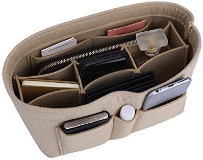ZTUJO Purse Organizer Insert, Felt Bag Organizer For Handbag Purse Organizer, 13 Colors, 6 Size (Slender Medium, Beige)