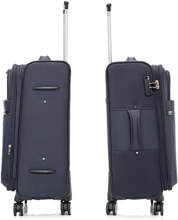 Lispin Luggage Set Softshell Expandable 4 Piece Suitcase with Wheels Softside Lightweight Travel Carry on Luggage (Dark Blue + Fabric + 3-piece)
