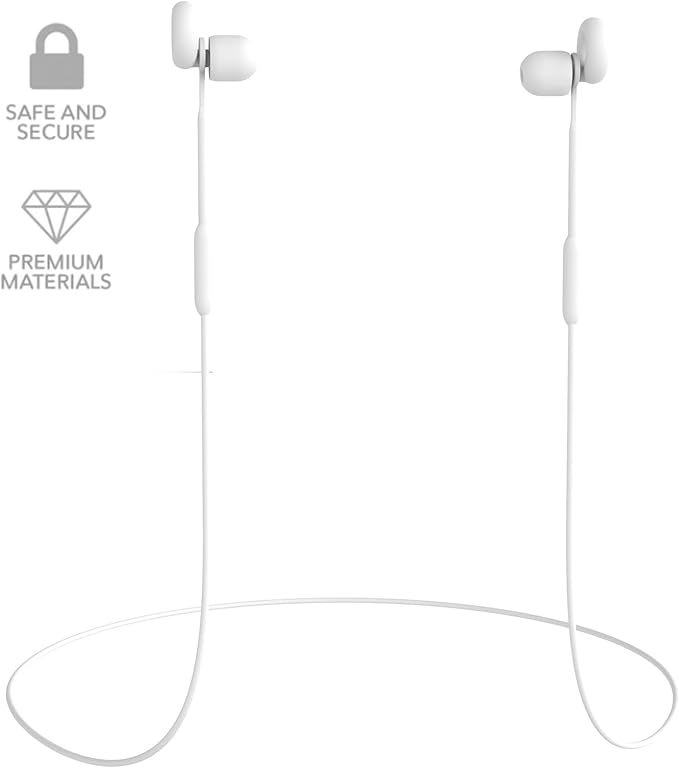 Earplug Lanyard [2 pcs] with Magnetic Tug-Resistant Safety Cord, Flexible Silicone Lanyard with Most Earplugs with Removable Tips Compatible(White)