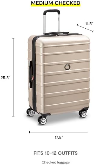 DELSEY PARIS Margot Hardside Luggage, Dual Wheel Spinners for Smooth Travel, Expandable with Spacious & Organizable compartments, Men and Women, Gold, Medium Check-In 24-Inch