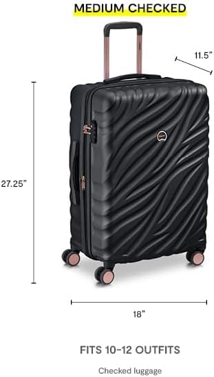 DELSEY PARIS Alexis Hardside, Medium Checked, Expandable Luggage with 4 Spinner Wheels, Lightweight Suitcase, 25-Inch, Black/Rose Gold