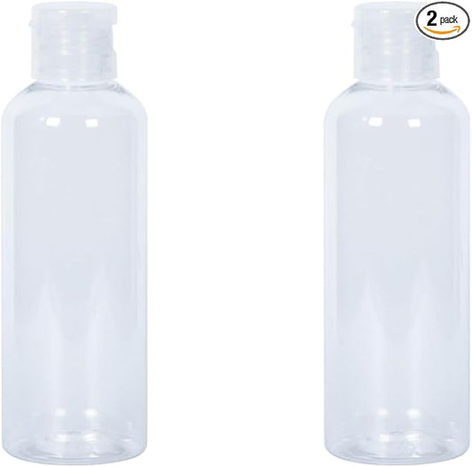 2 Pack Clear Travel Size Toiletry Bottles, 3.4oz TSA Approved Containers, Leak Proof Squeezable Plastic