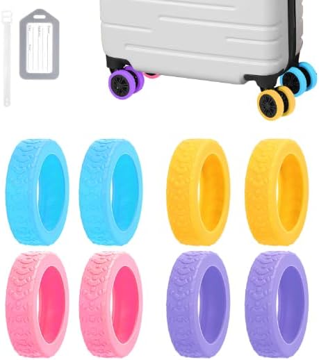 Luggage Wheel Covers, 8 PCS Silicone Wheel Protector Covers for 2-2.6 inches 8-Spinner Wheels, Wear-Resistant, Anti-Noise Wheel Covers for Luggage, Suitcases or Office Chair Caster Wheels (Multicolor)