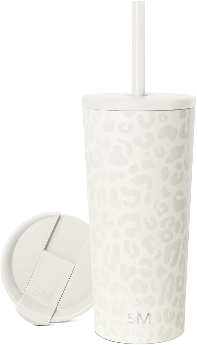 Simple Modern Classic Tumbler with Straw Lid | Insulated Iced Coffee Cup Reusable Stainless Steel Water Bottle Travel Mug | Gifts for Women Men Her Him | 20oz | Cream Leopard