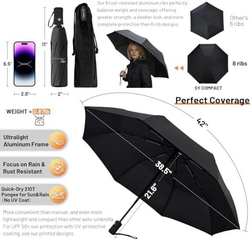 SY COMPACT Travel Umbrella Windproof Automatic Umbrellas Small Compact UV Sun Protection Factory Outlet Umbrella