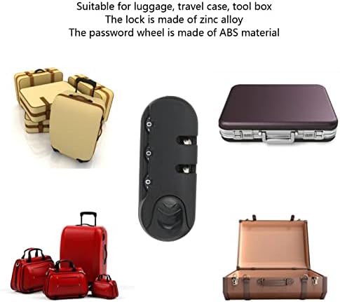 3-Digit Combination Luggage Lock, Zinc Alloy Travel Suitcase Security Lock, Password Lock for Toolbox