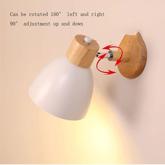 LED Indoor Wall Light, Wall Sconce Indoor Bedside Lamp Wall Wash Light Fixtures Wall Sconce Lamps E27 Wood Lamp Holder for Living Room Aisle Corridor Bedside Reading (Color : Purple)