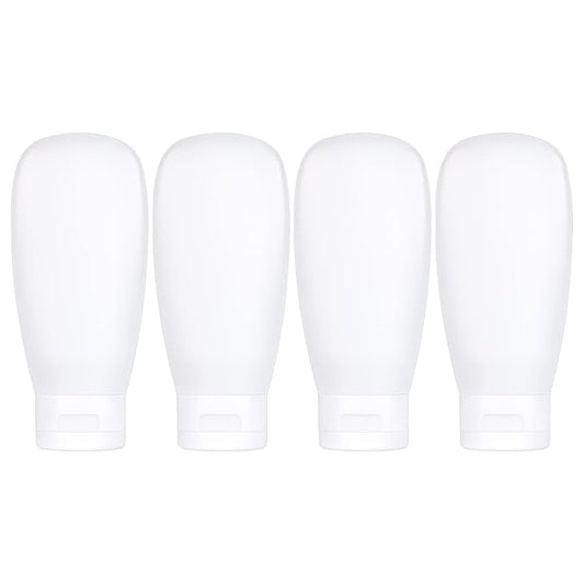 TSA Approved Travel Bottles Set for Toiletries Travel Size Containers Kit 4 Pack Portable Leak Proof Refillable Squeeze Cosmetic Airplane Essential Shampoo Hair Conditioner Body Lotion Bath Shower Gel