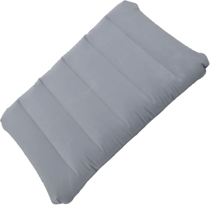 Alovexiong 2 Pack Gray Ultralight Inflatable Camping Pillow Small Squared Flocked Fabric Air Pillow for Hiking, Camping, Traveling, Napping, Desk Rest, Neck & Lumbar Support