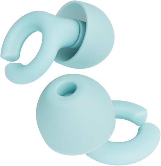 Hush Hoops Ear Plugs, Ultra-Soft Reusable Noise Reducing Earplugs with Horseshoe Shape for Comfort, 4 Tip Sizes for Customizable Fit, 17dB (NRR) Noise Reduction Rating, Teal, 1 Pair with Travel Case