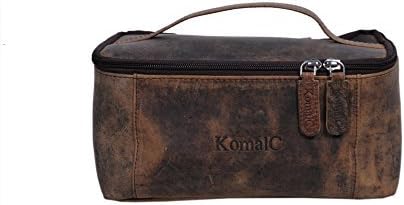 KomalC Leather Toiletry Bag For Men & Women, Handcrafted Travel Kit, Water-Resistant Shaving Bag For Men Travel, Premium Rustic Toiletry Pouch with Zipper Closure (1 Zip Hunter)