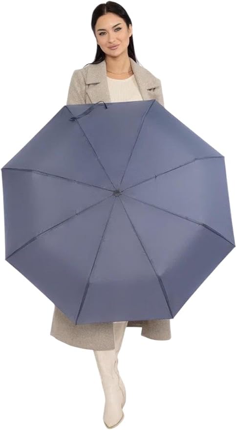 Windproof Travel Umbrella - Compact, Light, Full Automatic Open/Close - Folding Backpack Umbrella for Rain & Sun UV Preotection For Men & Women, Unbreakable 8 Fiberglass Ribs UK Design
