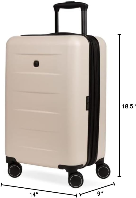 SwissGear 8020 Eclipse Hardside Expandable Luggage with Spinner Wheels, Cream, Carry-On 18-Inch