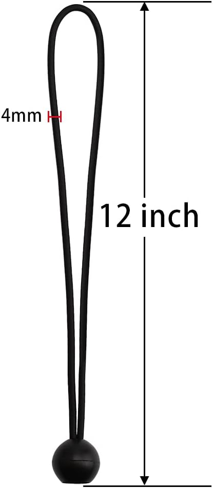 AOPRIE 30 Pcs Bungee Cords with Balls 12 inch Black Ball Bungees Heavy Duty Tarp Bungee Cords Trap Weather Resistant Tie Down Strap for Camping, Tents, Cargo, Holding Wire and Hoses
