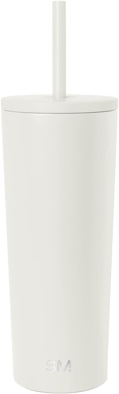 Simple Modern Classic Tumbler with Straw Lid | Insulated Iced Coffee Cup Reusable Stainless Steel Water Bottle Travel Mug | Gifts for Women Men Her Him | 24oz | Cream