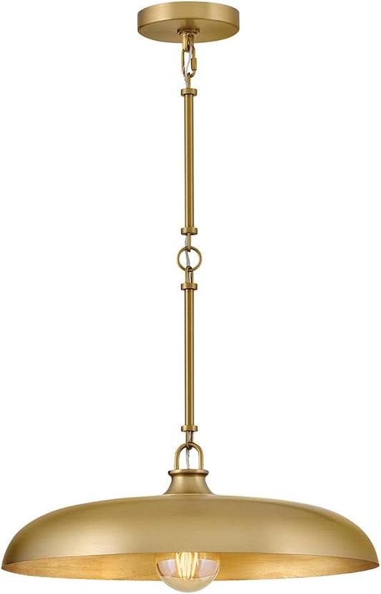 Hinkley Sadie 18" Medium Dome Pendant, Lacquered Brass Finish | Saucer Chandelier, Includes (5) 7" Chain Linked Stems, Needs a Med. LED Bulb, Adjustable Height, Dining Room, Kitchen